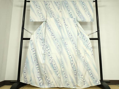 平和屋着物▽上質な小紋 単衣 舞花文 手描き 暈し染め 正絹 逸品 DAAT9952az