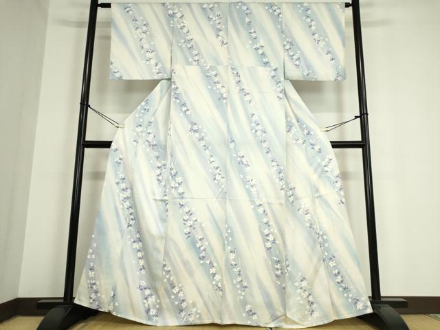 平和屋着物▽上質な小紋 単衣 舞花文 手描き 暈し染め 正絹 逸品 DAAT9952az