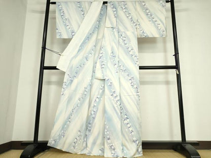 平和屋着物▽上質な小紋 単衣 舞花文 手描き 暈し染め 正絹 逸品 DAAT9952az