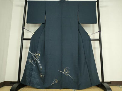 平和屋着物▽訪問着 単衣 雪うさぎ松葉文 金彩 正絹 逸品 DAAT9953az