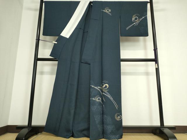 平和屋着物▽訪問着 単衣 雪うさぎ松葉文 金彩 正絹 逸品 DAAT9953az