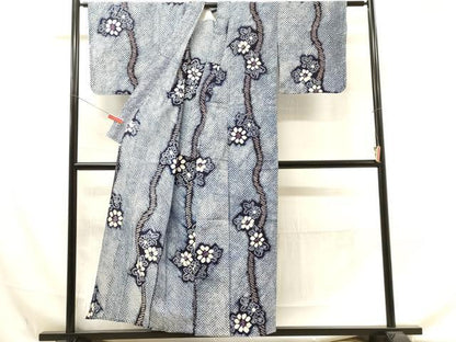 平和屋着物∴夏物　浴衣　有松鳴海絞り　草花文　綿　逸品　DAAU0461cd