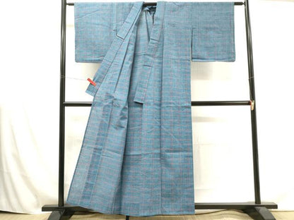 平和屋着物∴夏物　阿波しじら織　浴衣　格子　綿　逸品　DAAU0486cd