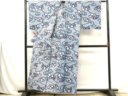 平和屋着物∴夏物 浴衣 花唐草文 綿 逸品 DAAU0500cd