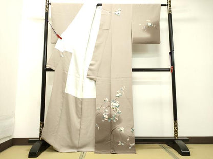 平和屋着物●京加賀友禅 百貫達雄 訪問着 枝花文 暈し染め 銀座おゝぎ屋扱い 正絹 逸品 DAAU0525tw