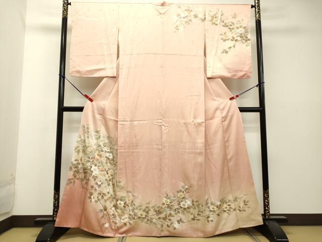 平和屋着物●訪問着　刺繍　枝花文　暈し染め　金銀彩　正絹　逸品　DAAU0526tw