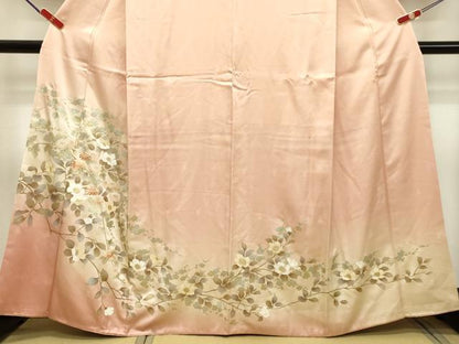 平和屋着物●訪問着　刺繍　枝花文　暈し染め　金銀彩　正絹　逸品　DAAU0526tw