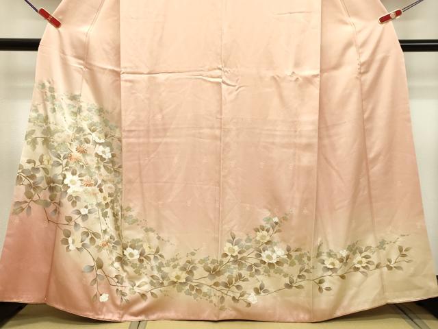 平和屋着物●訪問着　刺繍　枝花文　暈し染め　金銀彩　正絹　逸品　DAAU0526tw