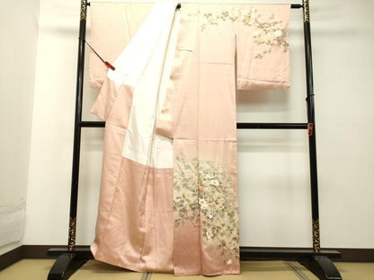 平和屋着物●訪問着　刺繍　枝花文　暈し染め　金銀彩　正絹　逸品　DAAU0526tw