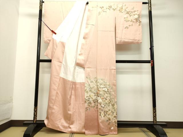 平和屋着物●訪問着　刺繍　枝花文　暈し染め　金銀彩　正絹　逸品　DAAU0526tw