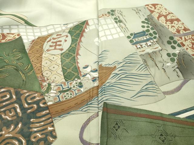 平和屋着物●男性 本場大島紬 アンサンブル 120亀甲 総詰め 正絹 逸品 DAAU0527tw