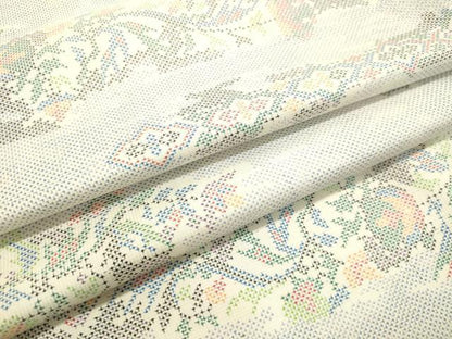 平和屋着物●本場大島紬　白大島　7マルキ　草花文　正絹　逸品　DAAU0533tw