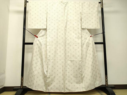 平和屋着物●上質な紬 麻の葉文様 正絹 逸品 DAAU0534tw
