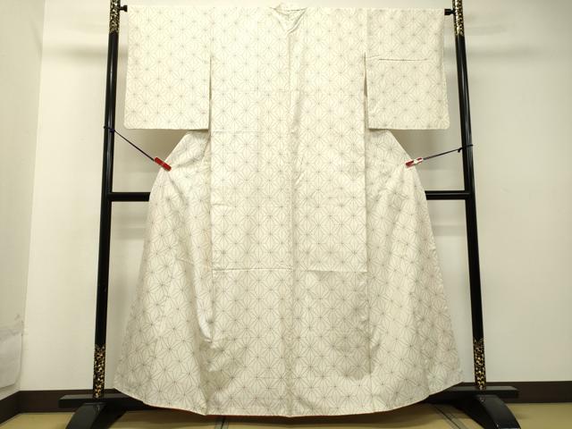 平和屋着物●上質な紬 麻の葉文様 正絹 逸品 DAAU0534tw