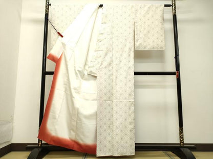 平和屋着物●上質な紬 麻の葉文様 正絹 逸品 DAAU0534tw