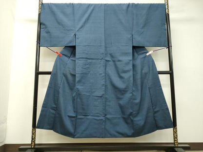 平和屋着物●男性 紬 アンサンブル 青藍色 正絹 逸品 DAAU0543tw
