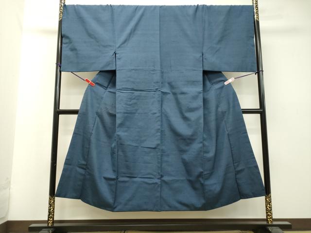 平和屋着物●男性 紬 アンサンブル 青藍色 正絹 逸品 DAAU0543tw