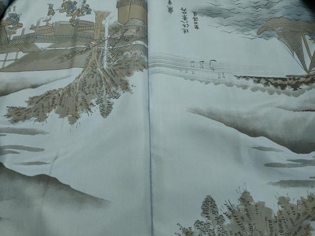 平和屋着物●男性 紬 アンサンブル 青藍色 正絹 逸品 DAAU0543tw