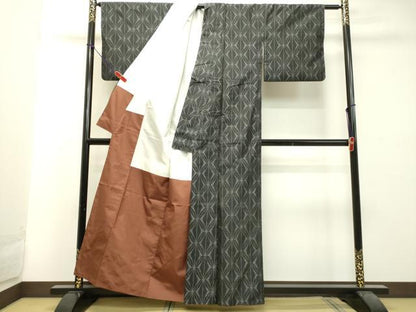 平和屋着物●本場大島紬 麻の葉文様 正絹 逸品 DAAU0546tw
