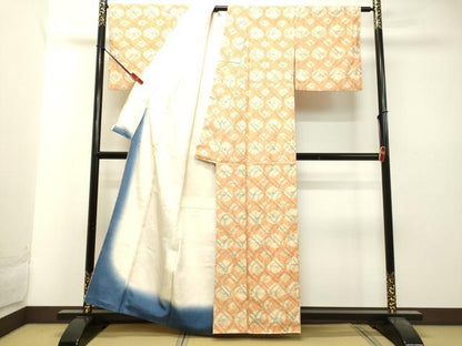 平和屋着物●上質な紬　総絞り　花菱文　正絹　逸品　DAAU0560tw
