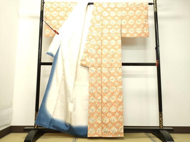平和屋着物●上質な紬　総絞り　花菱文　正絹　逸品　DAAU0560tw