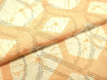 平和屋着物●上質な紬　総絞り　花菱文　正絹　逸品　DAAU0560tw