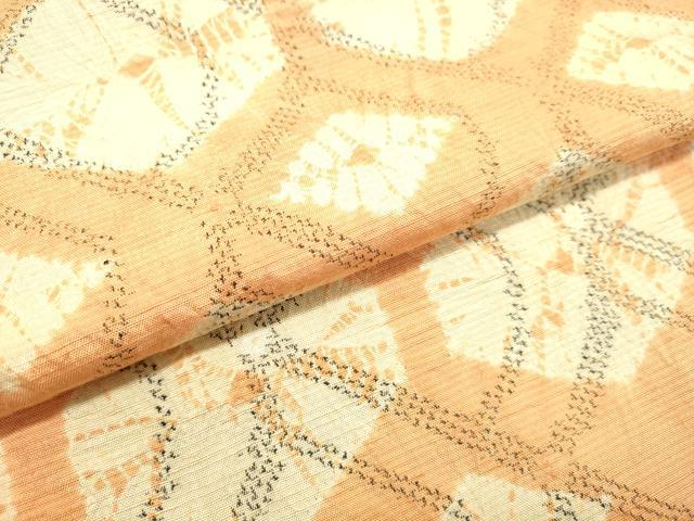 平和屋着物●上質な紬　総絞り　花菱文　正絹　逸品　DAAU0560tw