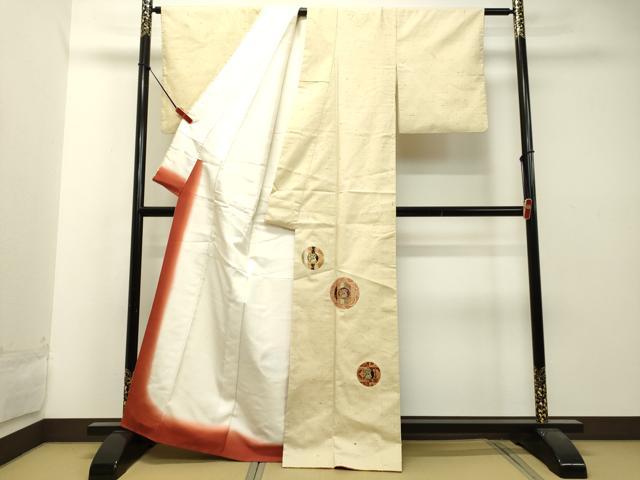 平和屋着物●色留訪問着 紬地 名物裂文 花兎 金糸 正絹 逸品 DAAU0568tw