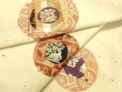 平和屋着物●色留訪問着 紬地 名物裂文 花兎 金糸 正絹 逸品 DAAU0568tw