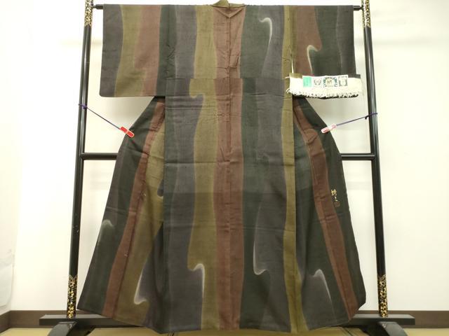 平和屋着物●結城紬 奥順 はたおり娘 訪問着 変わり間道 証紙付き 正絹 逸品 DAAU0570tw