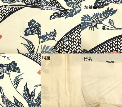 平和屋着物●上質な小紋 型染め 草花文 正絹 逸品 DAAU0574tw