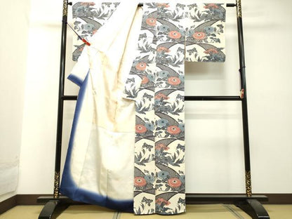 平和屋着物●上質な小紋 型染め 草花文 正絹 逸品 DAAU0574tw