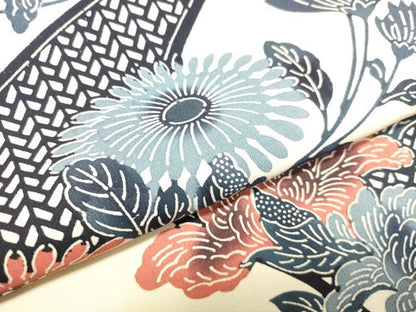平和屋着物●上質な小紋 型染め 草花文 正絹 逸品 DAAU0574tw