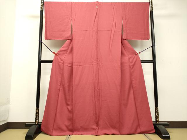 平和屋着物●上質な色無地 舞花地紋 今様色 正絹 逸品 DAAU0585tw