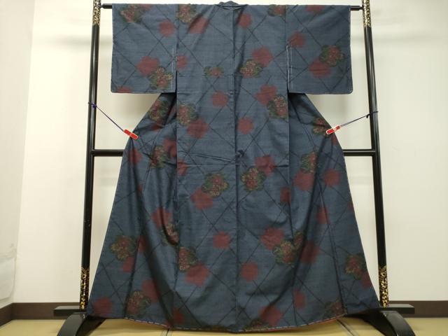 平和屋着物●結城紬 80亀甲 舞花文 正絹 逸品 DAAU0589tw