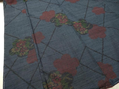 平和屋着物●結城紬 80亀甲 舞花文 正絹 逸品 DAAU0589tw