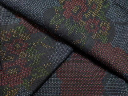 平和屋着物●結城紬 80亀甲 舞花文 正絹 逸品 DAAU0589tw