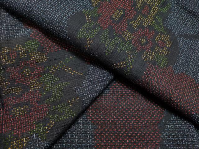 平和屋着物●結城紬 80亀甲 舞花文 正絹 逸品 DAAU0589tw