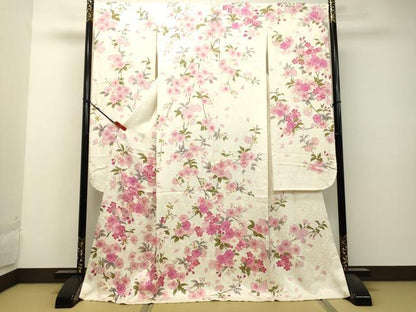 平和屋着物●豪華振袖 駒刺繍 枝桜文 金彩 正絹 逸品 DAAU0592tw