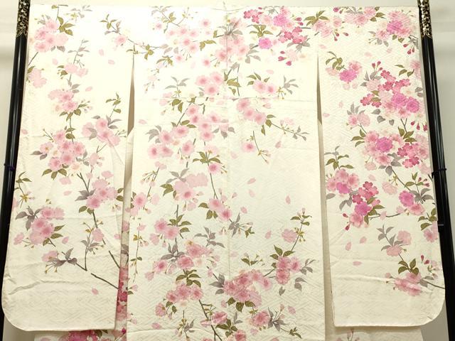 平和屋着物●豪華振袖 駒刺繍 枝桜文 金彩 正絹 逸品 DAAU0592tw