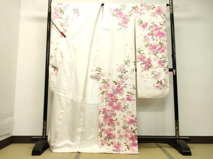 平和屋着物●豪華振袖 駒刺繍 枝桜文 金彩 正絹 逸品 DAAU0592tw