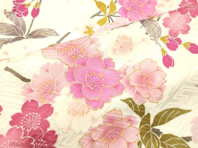 平和屋着物●豪華振袖 駒刺繍 枝桜文 金彩 正絹 逸品 DAAU0592tw