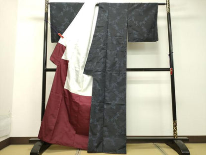 平和屋着物●上質な紬　草葉文　正絹　逸品　未使用　DAAU0604tw