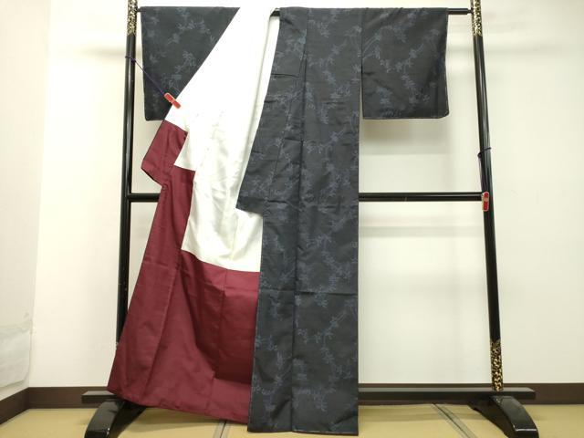 平和屋着物●上質な紬　草葉文　正絹　逸品　未使用　DAAU0604tw