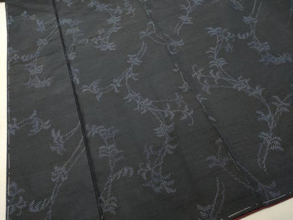 平和屋着物●上質な紬　草葉文　正絹　逸品　未使用　DAAU0604tw
