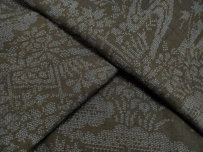 平和屋着物●結城紬　100亀甲　流水雲取り風景文　正絹　逸品　未使用　DAAU0623tw