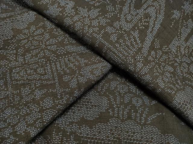 平和屋着物●結城紬　100亀甲　流水雲取り風景文　正絹　逸品　未使用　DAAU0623tw