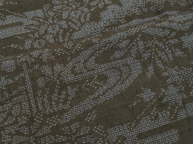 平和屋着物●結城紬　100亀甲　流水雲取り風景文　正絹　逸品　未使用　DAAU0623tw