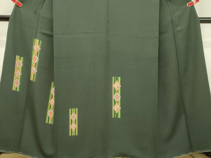 平和屋着物●訪問着 短冊菱文 正絹 逸品 未使用 DAAU0630tw