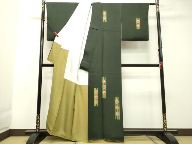 平和屋着物●訪問着 短冊菱文 正絹 逸品 未使用 DAAU0630tw